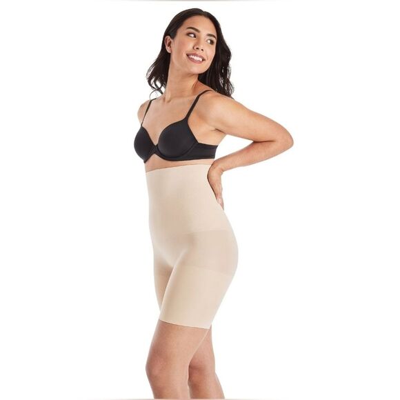 Maidenform Cool Comfort Firm Hi Waist Thigh Slimmer Shapewear 12622 Beige NWT - Picture 1 of 16